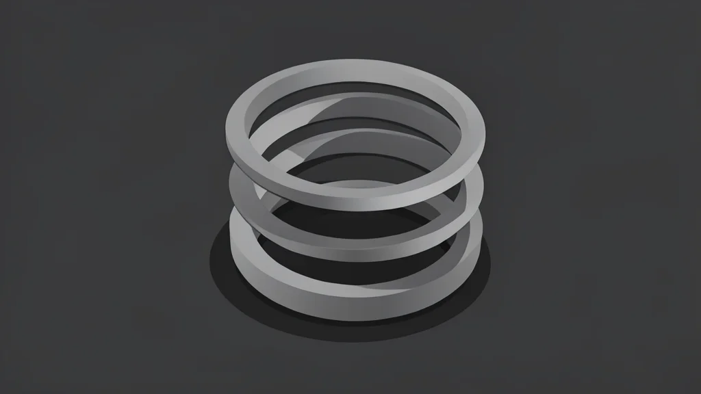A close-up view of a coiled metallic spring component resting on a dark industrial workbench surface.
