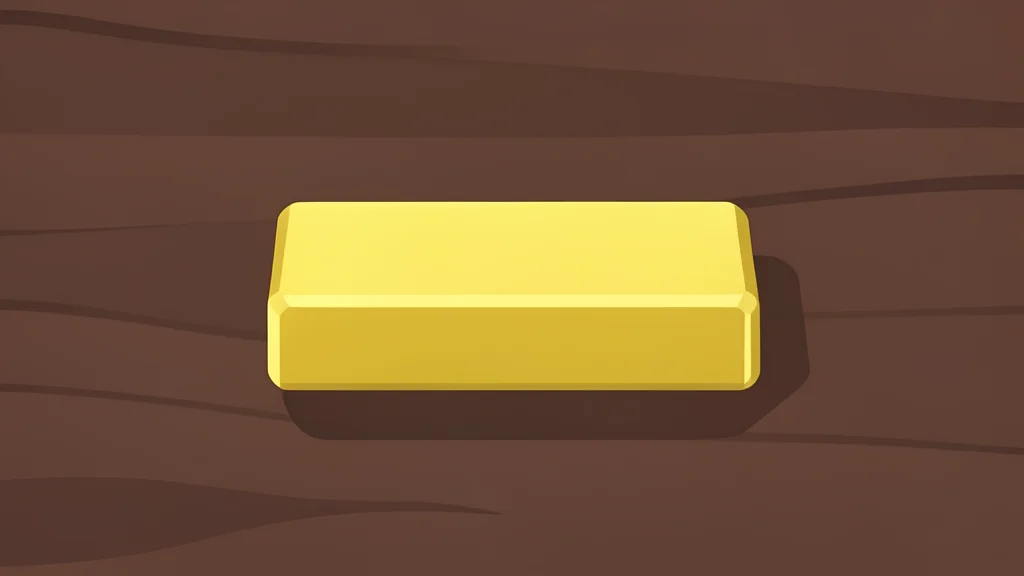 A polished gold bar resting on a dark wooden surface