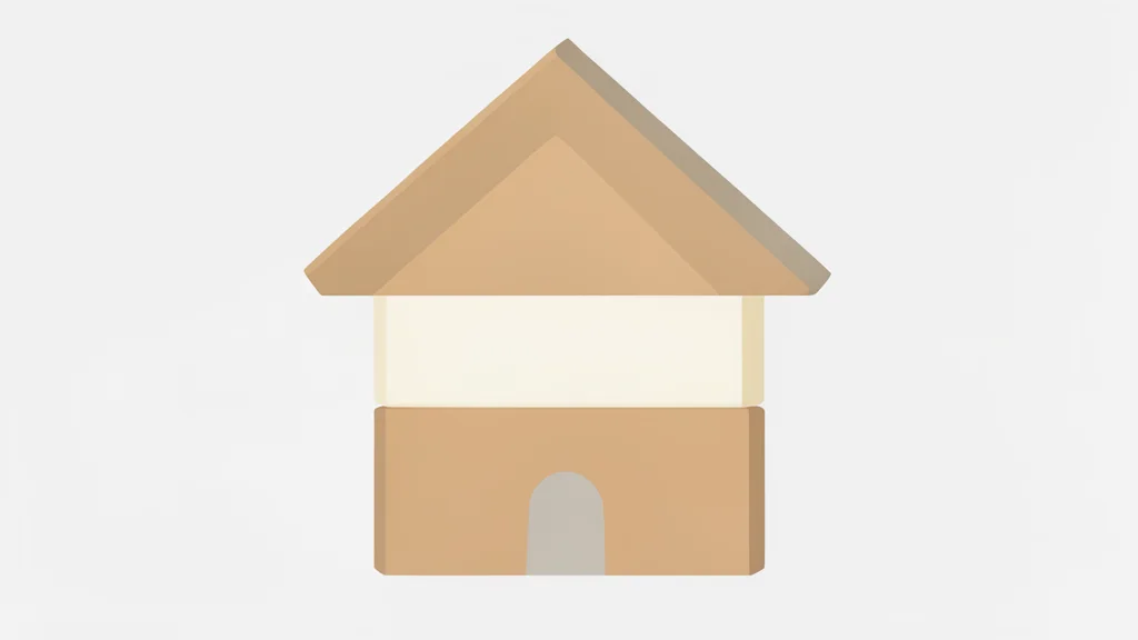 A stack of wooden blocks forming a small house structure