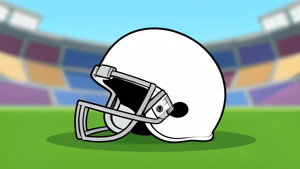A football helmet resting on a grassy field