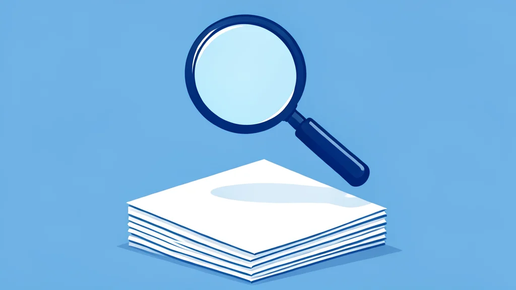 A magnifying glass hovering over a stack of paper invoices