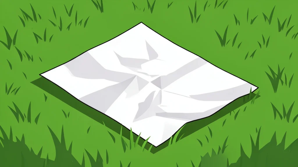 A green football field with white yard lines and a brown leather football resting on the grass