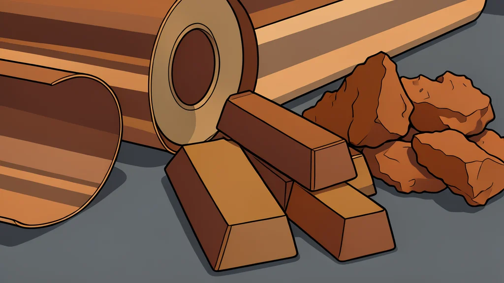 A pile of shiny, reddish-brown metal ingots stacked on a warehouse floor