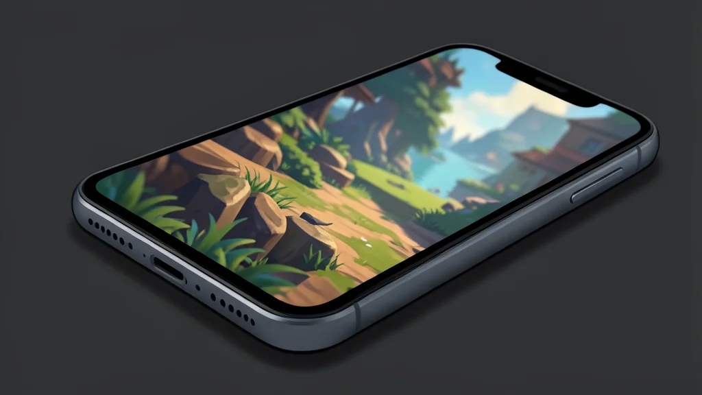 A stylized smartphone emitting a beam of light that forms a detailed 3D landscape of mountains and trees.