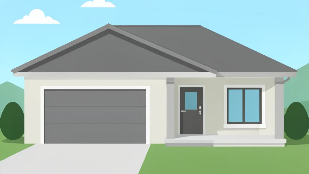 A modern single-family home exterior with a garage door and front porch