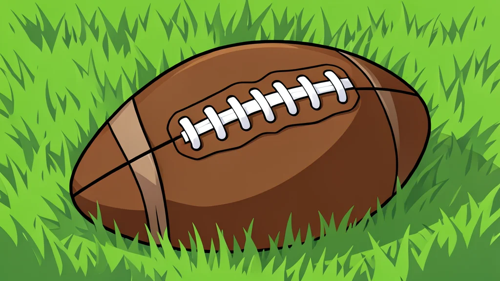 A football resting on a green grass field