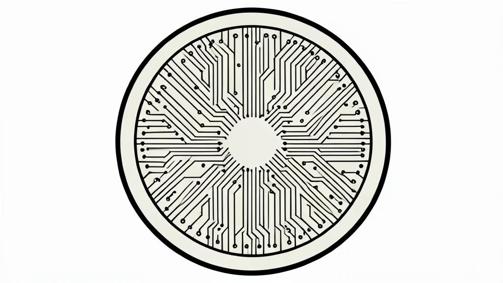 A close-up view of a silicon wafer with a grid of microscopic circuit patterns