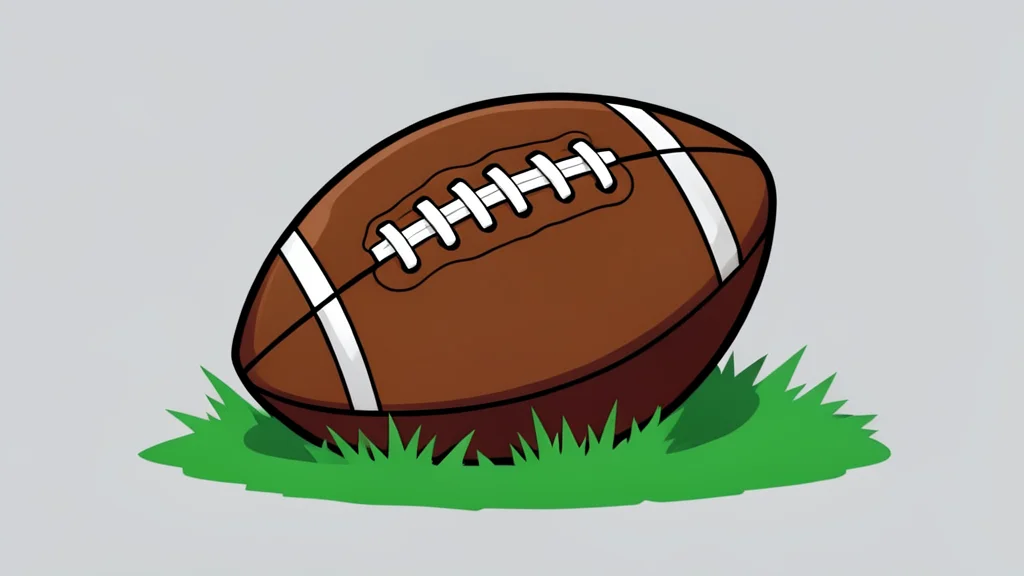 A wet football resting on green grass