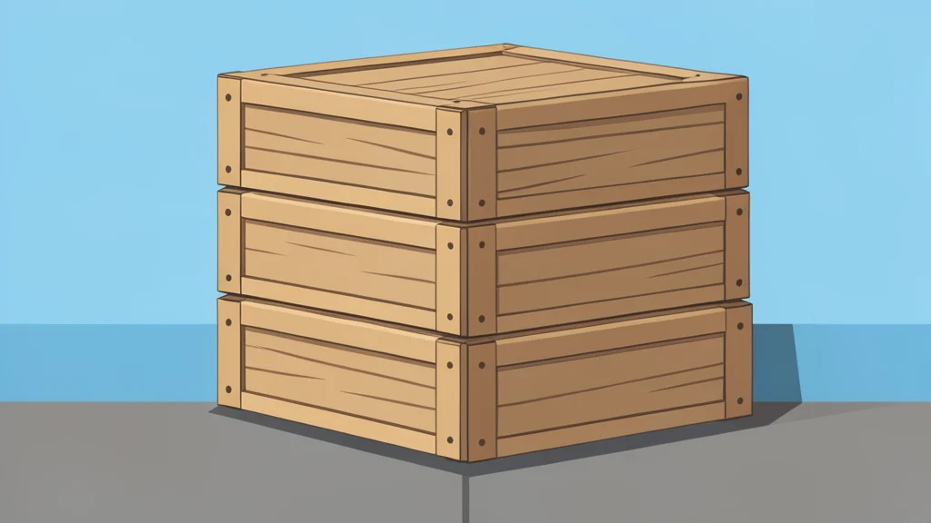 A stack of wooden shipping crates on a dock