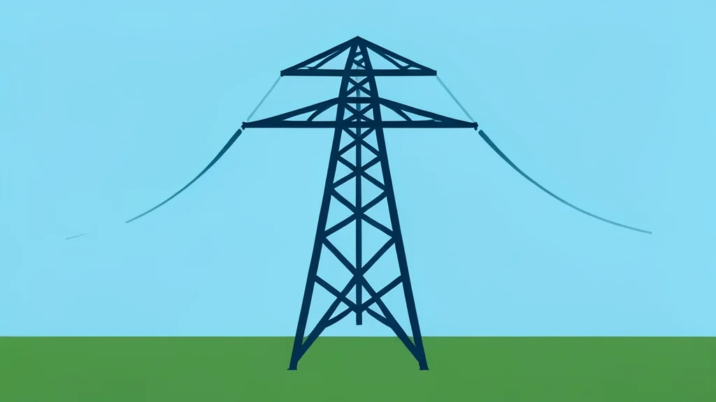 A high-voltage transmission tower standing in a field