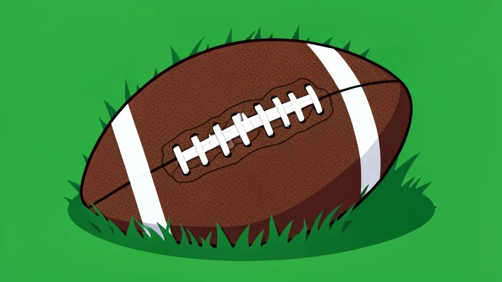 A flat vector illustration of a green football field with white yard lines and distant goalposts.