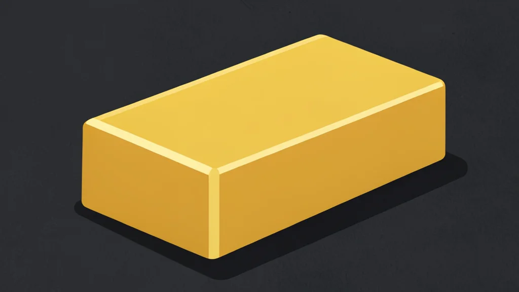 A polished gold bar resting on a dark surface