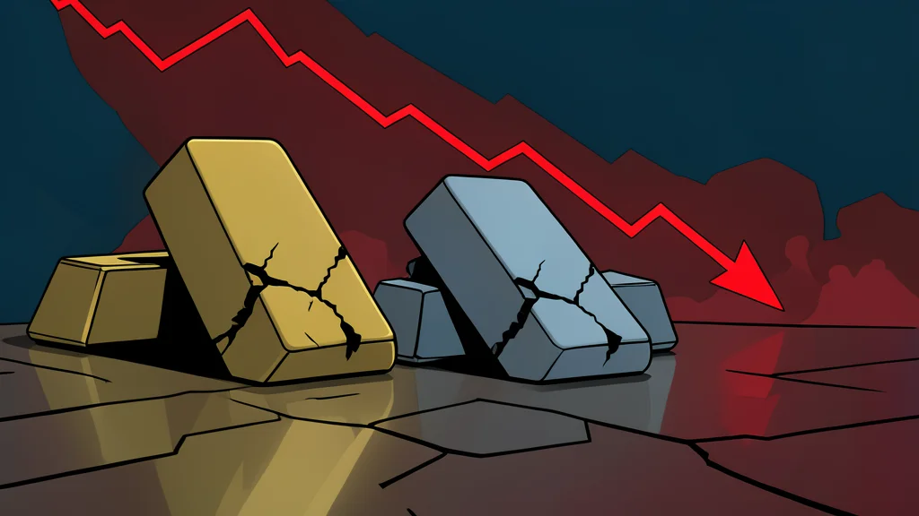 A pile of raw gold and silver ingots on a dark surface