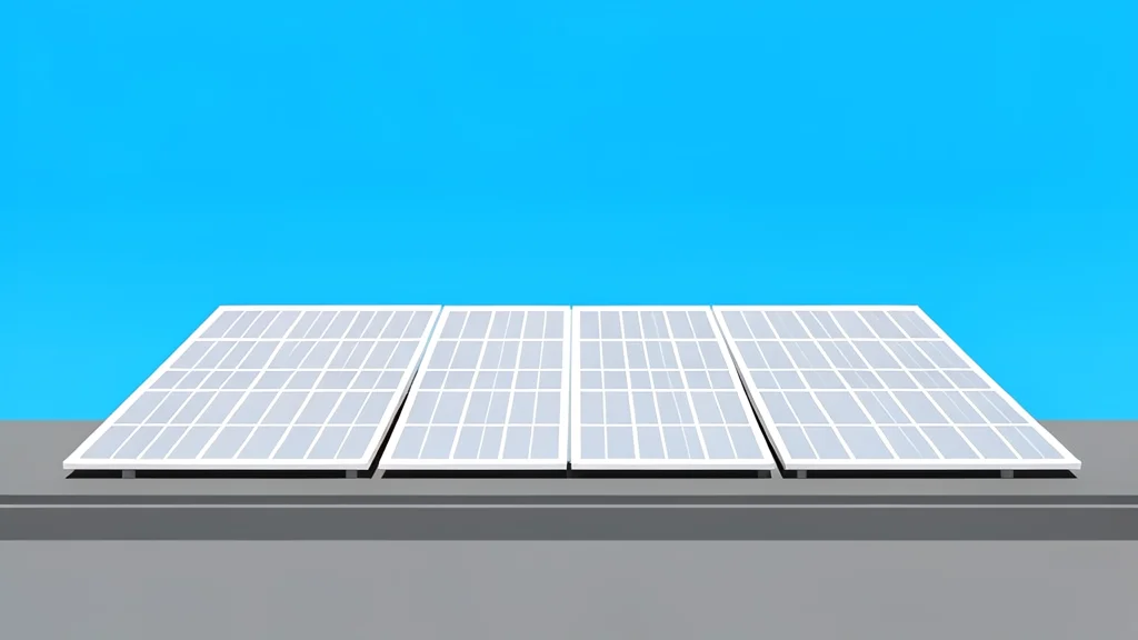A row of white solar panels installed on a flat rooftop under a clear blue sky