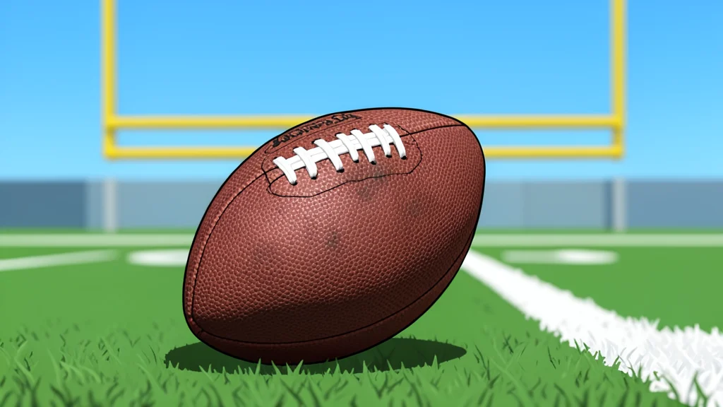 A green football field with white yard lines and goalposts in the distance
