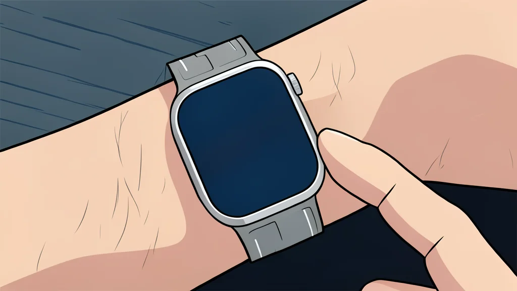 A smartwatch and a stethoscope resting on a wooden surface