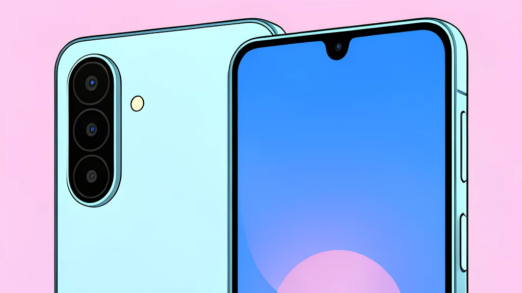 A sleek, rectangular smartphone with a small cutout at the top of the screen, resting on a neutral surface.