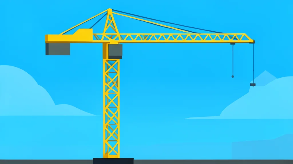 A large yellow construction crane standing against a clear sky