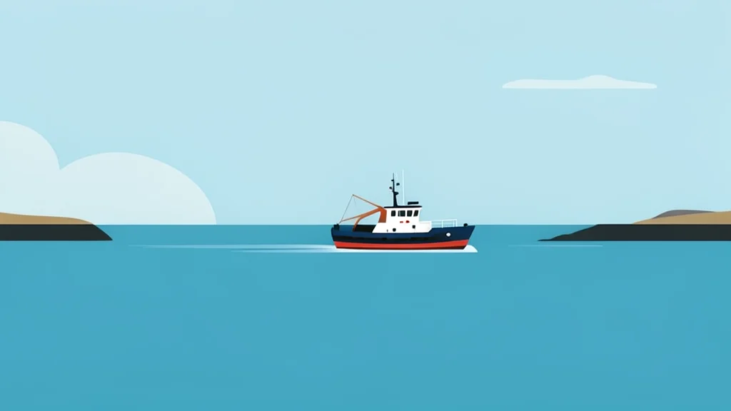 A calm stretch of the English Channel with a small ferry boat moving across the water