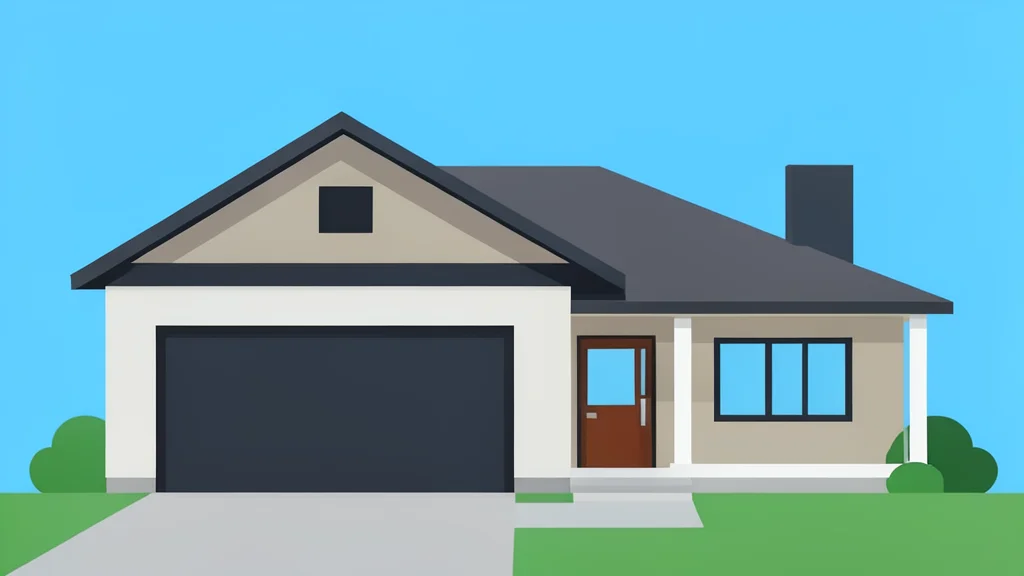 A modern single-family house exterior with a garage door and front porch