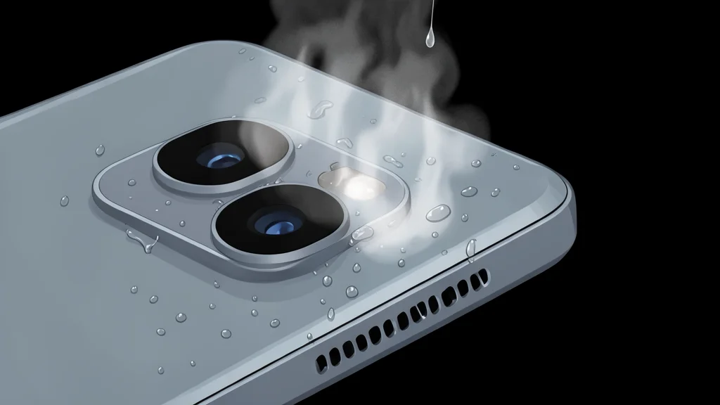 A smartphone battery icon glowing softly next to a cooling fan