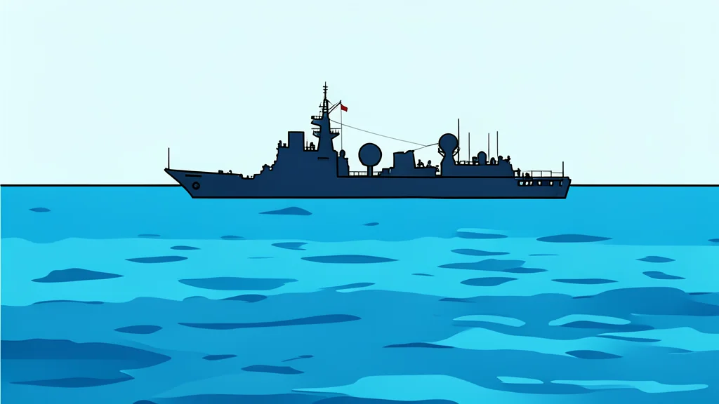 A vast expanse of deep blue ocean water stretching toward a distant, hazy horizon line