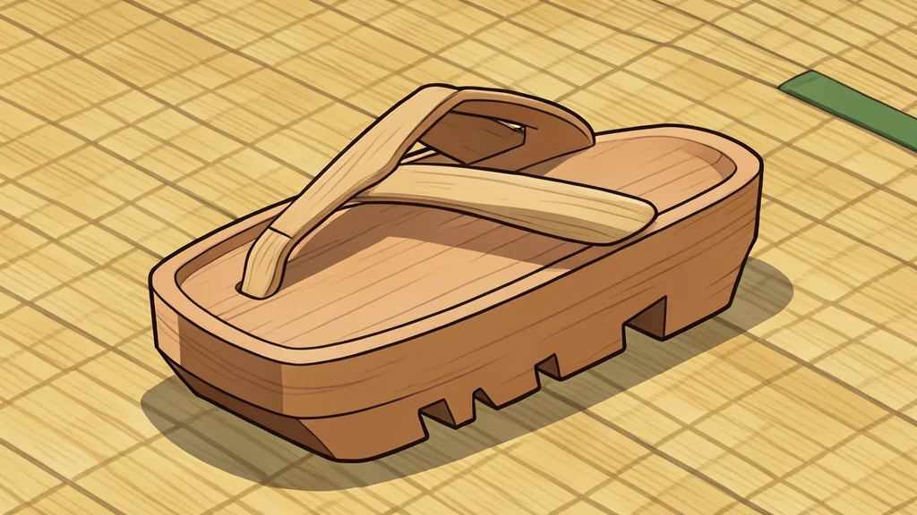A traditional Japanese paper coin resting on a wooden surface next to a US dollar bill