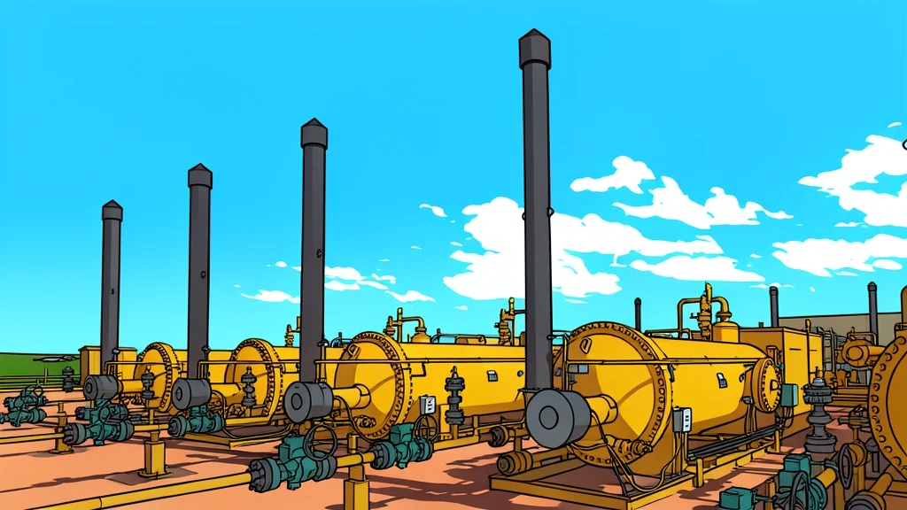 A large industrial gas turbine engine situated in an open field