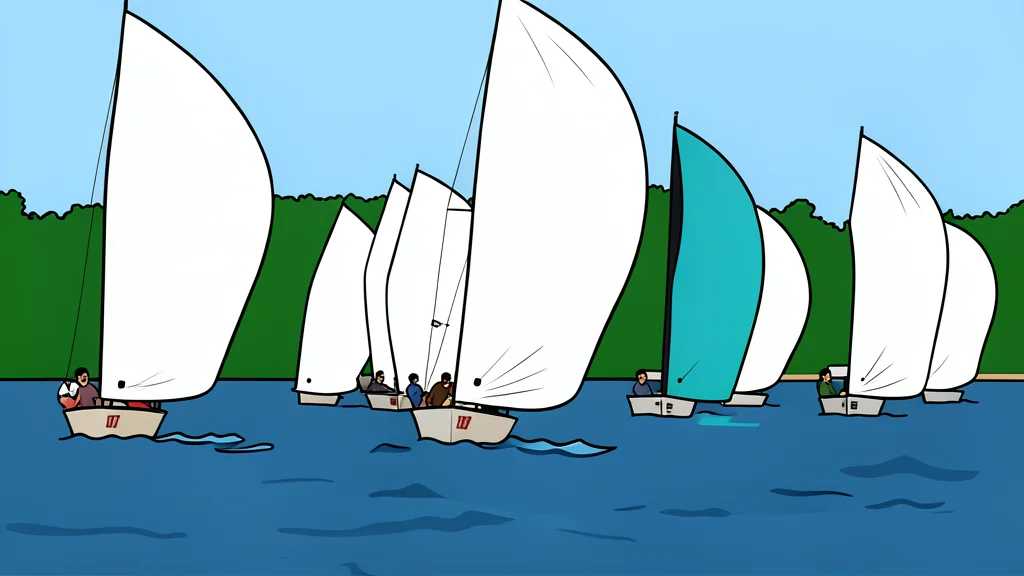 A sleek white racing yacht with a tall mast and rigging, sailing on calm blue water near a rocky shoreline.