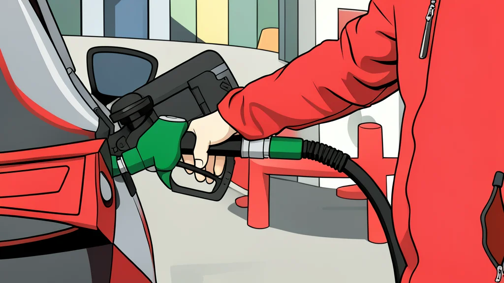 A row of fuel pumps at a service station under a clear sky