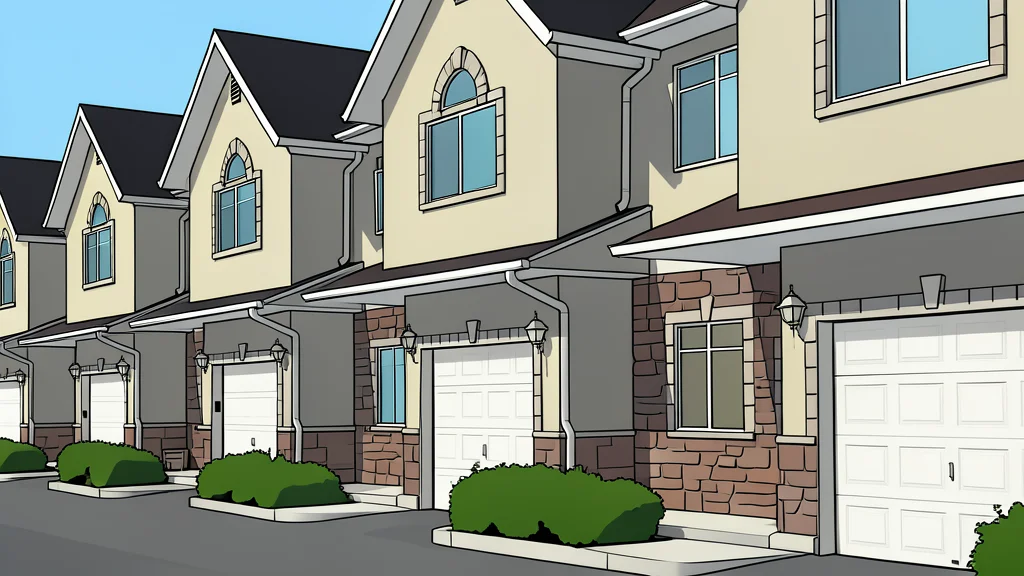 A modern suburban house exterior with a front door and windows