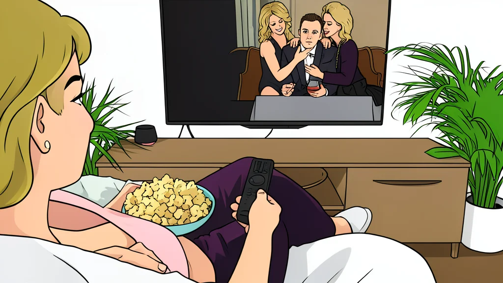 A modern flat-screen television displaying a colorful abstract streaming interface