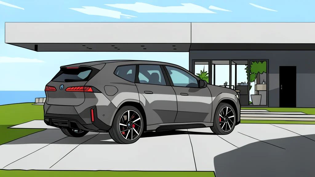 A sleek, modern electric SUV parked on a smooth, reflective surface under soft studio lighting