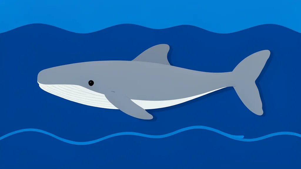 A large, smooth whale swimming through deep blue water