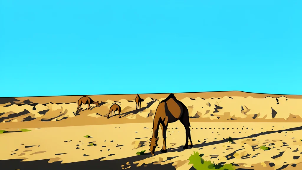 A vast, arid desert landscape stretching to the horizon under a hazy sky