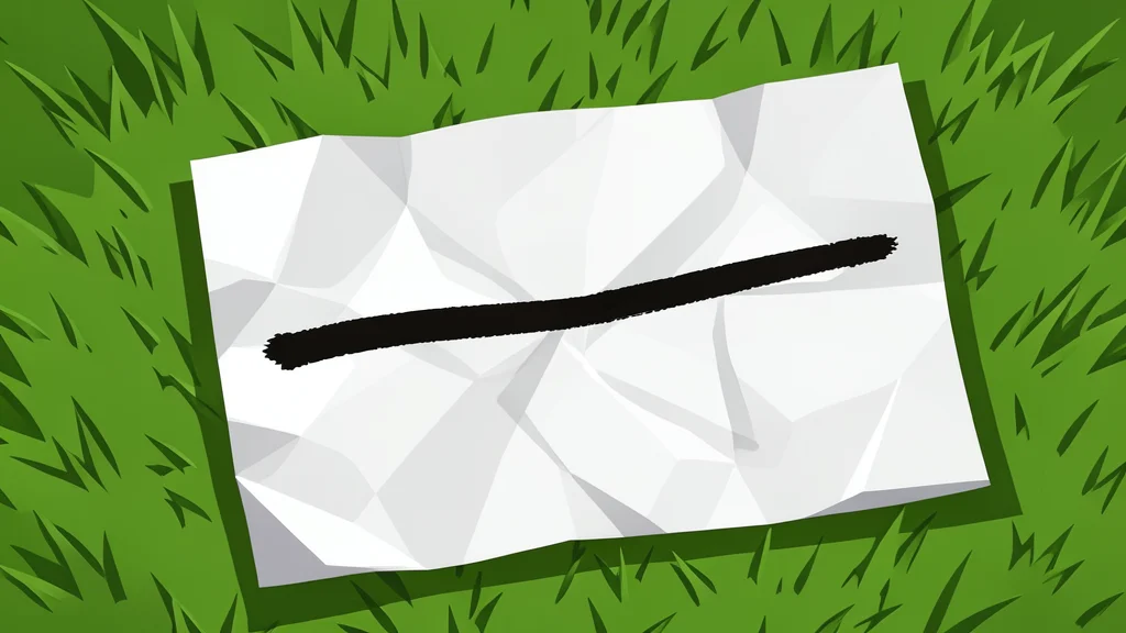 A brown leather football resting on green grass with white yard lines