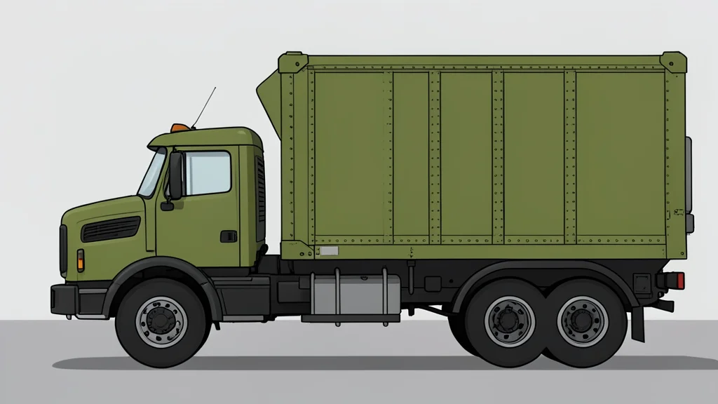 A flat-vector illustration of a modern military transport aircraft parked on a tarmac.