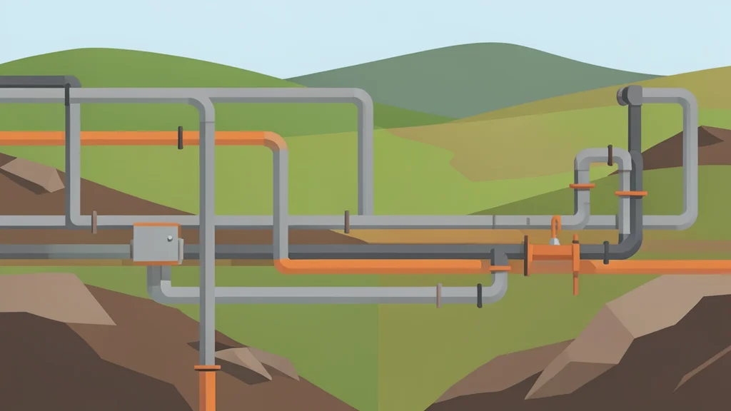 A network of industrial gas pipelines stretching across a landscape