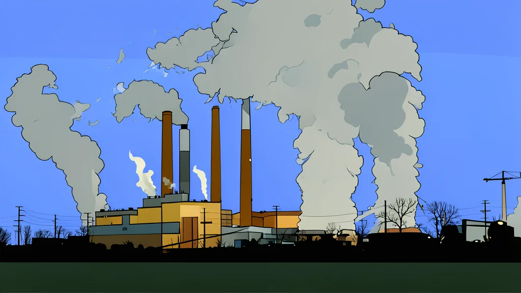 A large industrial smokestack releasing a plume of white steam against a clear blue sky