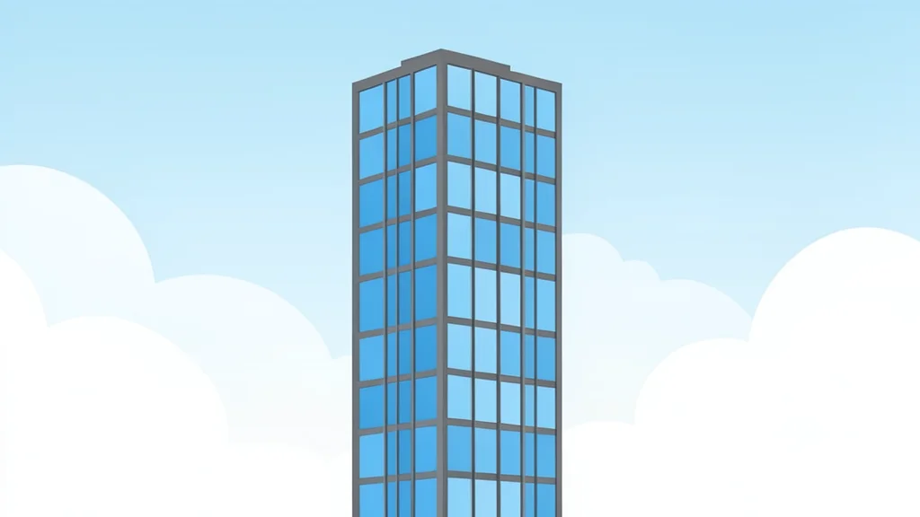 A modern glass skyscraper reflecting a cloudy sky