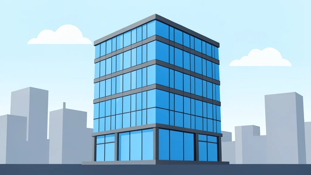 A modern glass office building with a reflective facade