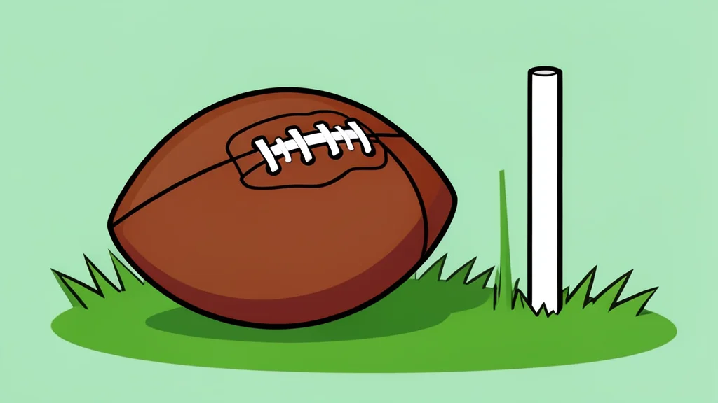 A football resting on a grass field near the goal line