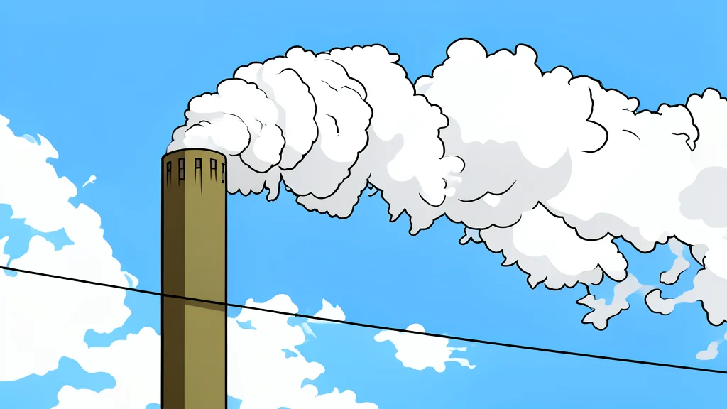 A large industrial cooling tower standing against a clear sky