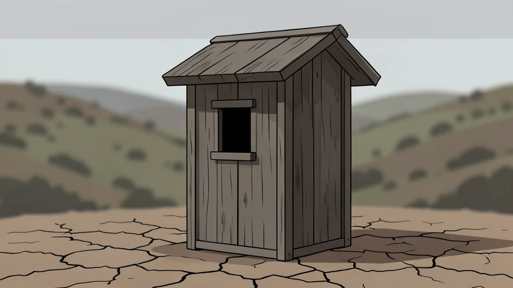 A portable wooden voting booth standing on a dirt road in a rural landscape