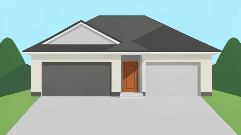 A modern suburban house exterior with a driveway and front door