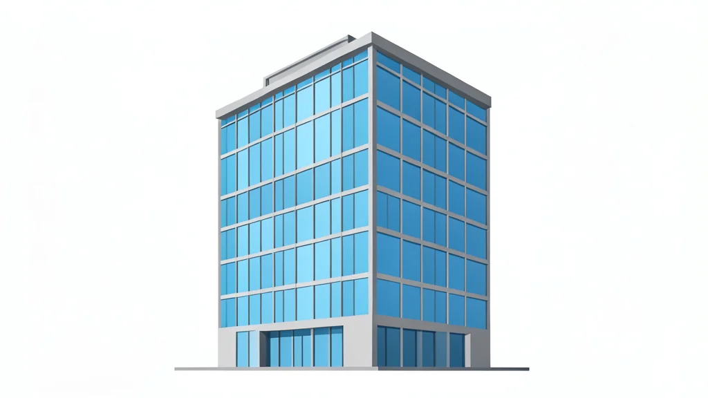 A modern glass office building with a grid-like facade