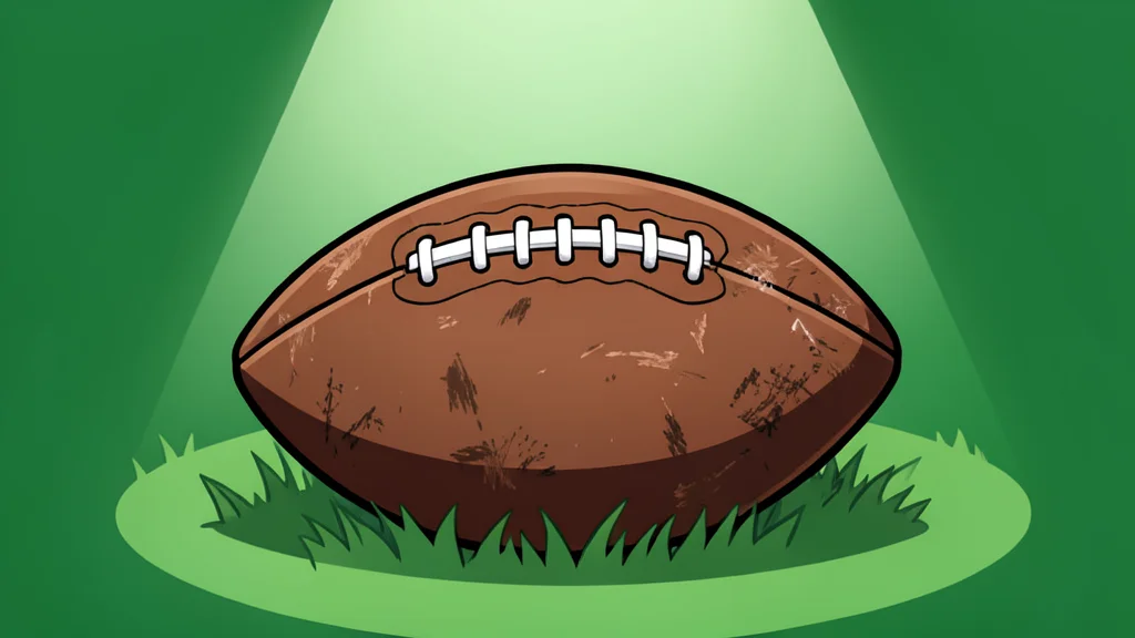 A green football field with white yard lines stretching into the distance under stadium lights