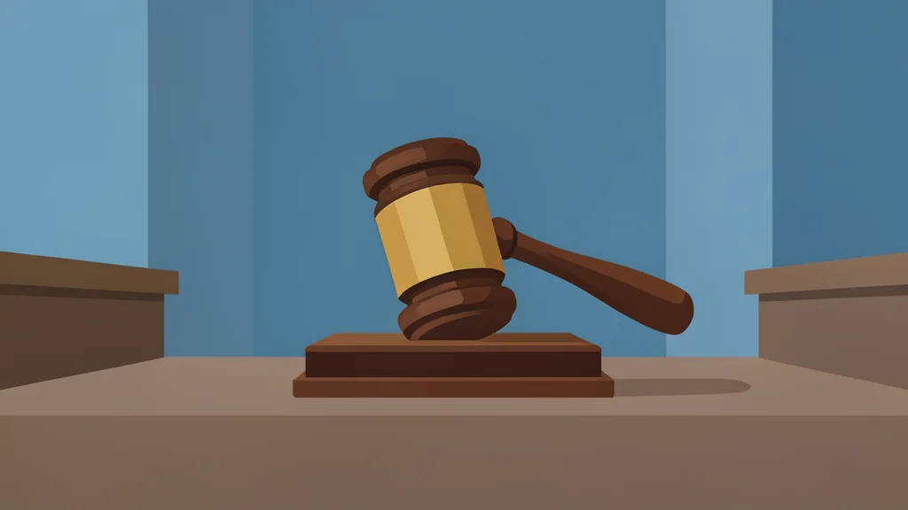 A gavel resting on a wooden sound block in a legislative chamber
