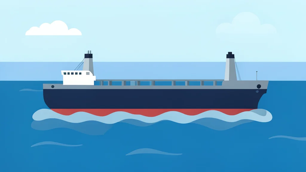 A large oil tanker ship moving through open ocean waters