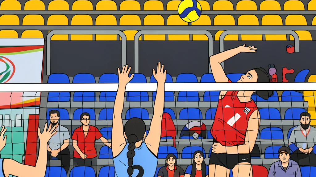A white volleyball resting on a polished wooden court floor near the net tape
